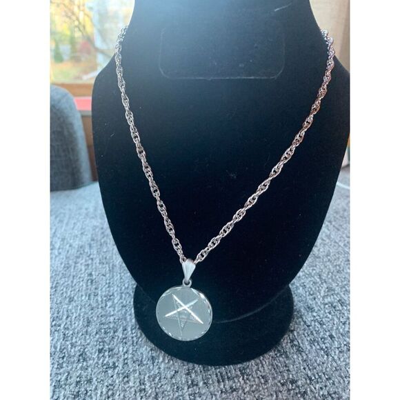 Blackinton Pewter Star Sparkle Bright  Pendant Necklace 20" Rope Chain - Picture 1 of 7